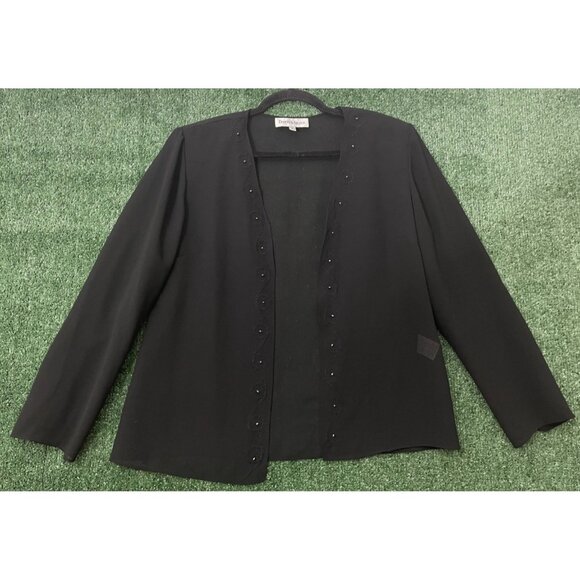 Danny & Nicole Jackets & Blazers - Danny & Nicole Cardigan Women Size 12 Blazer Sheer Open Front Rhinestoned Black